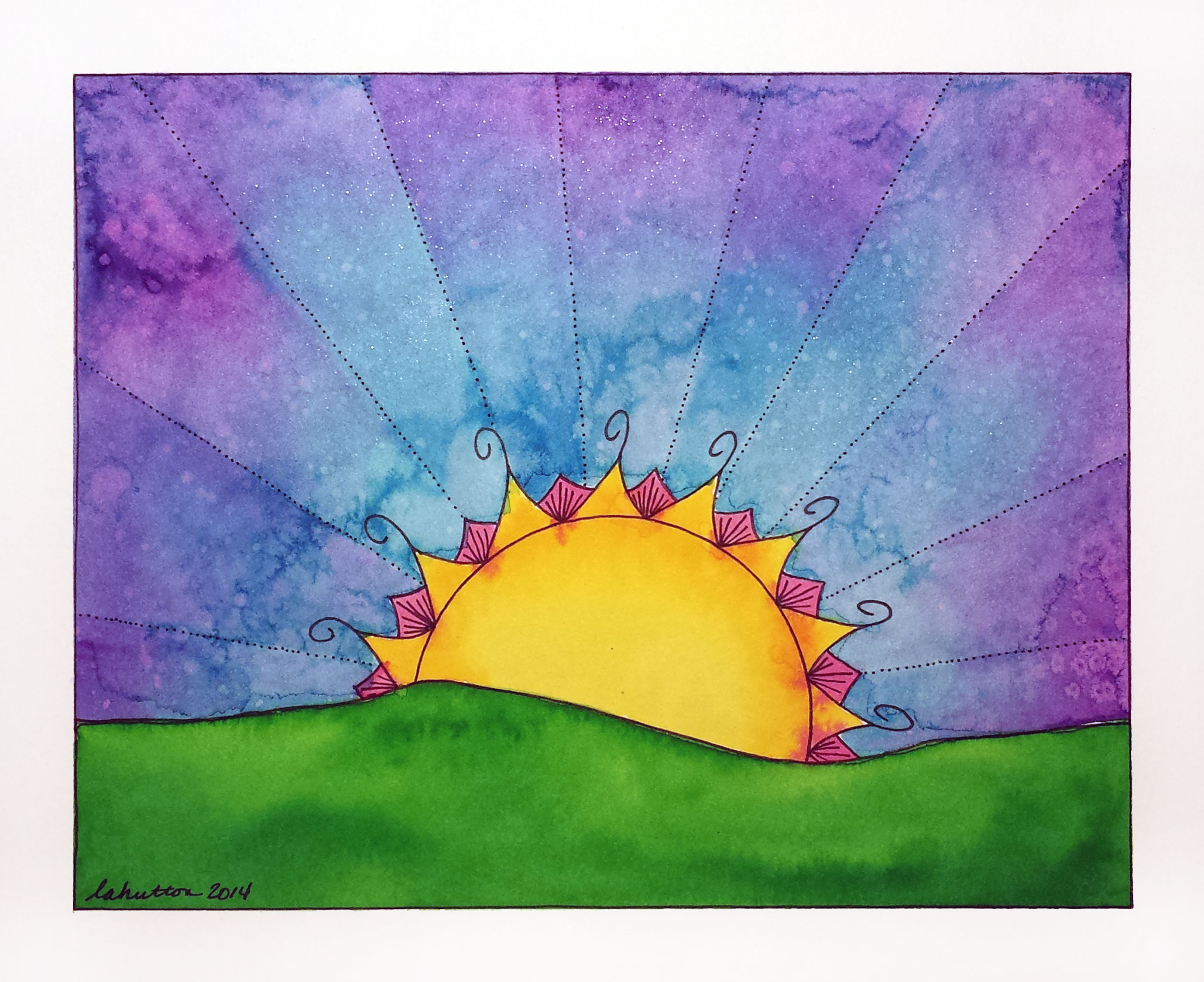 Sunset | Watercolor and pen on paper | 7.5" x 9" | June 2014