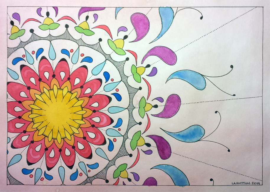 Sun Mandala II | Watercolor and pen on paper | 9" x 12" | August 2014
