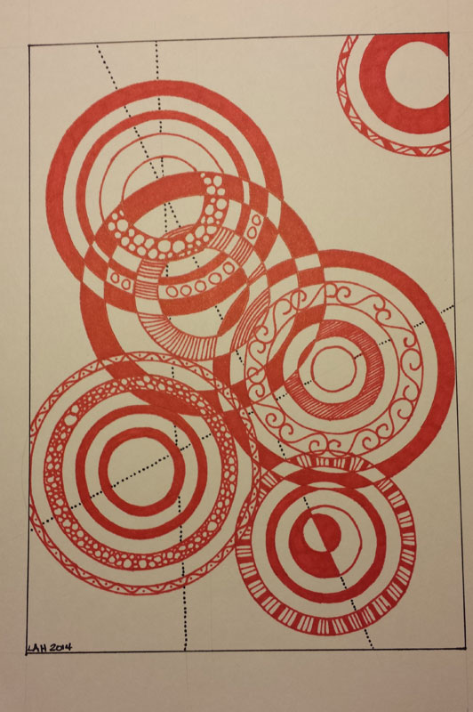 Retro Red Circles | INKtober 2014 | Pen on paper | 11" x 8.5"
