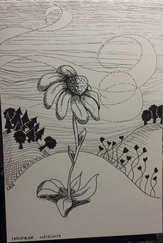 Flower | INKtober 2014 | Pen on paper, 6" x 8"