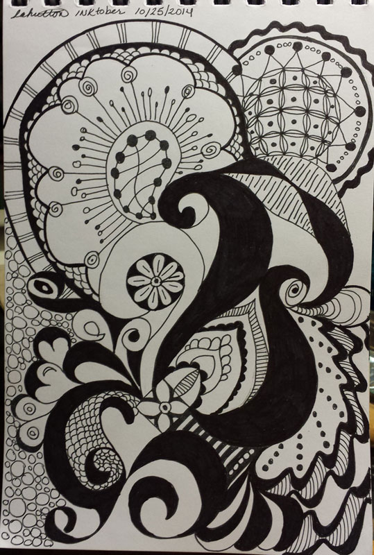 Doodled Mania | INKtober 2014 | Pen on paper, 6" x 8"