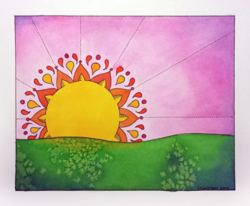 Sunrise (2014) | Watercolor and pen on paper, 7.5" x 9" | Available Sunrise (2014)