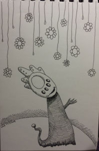 Raining Flowers (2014) | INKtober 2014 | Pen on paper, 6" x 8" Raining Flowers (2014)