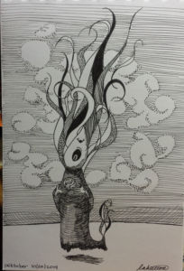 Fire Witch (2014) | INKtober 2014 | Pen on paper, 6" x 6" Fire Witch (2014)