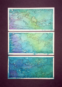 Into Light (2015) | Watercolor and ink on paper, each 3" x 5.5" | Personal Collection Into Light (2015)