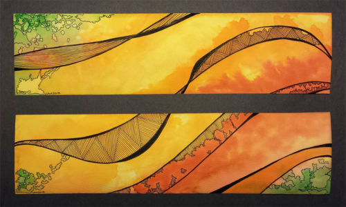 River of Gold (2015) | Watercolor and pen on paper, each 3.75" x 10.5" | Available River of Gold (2015)