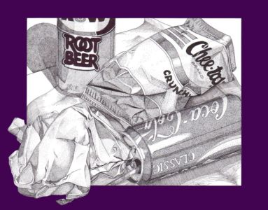 Still Life in Stipple (c. 1991?) | College Illustration Portfolio | Pen and ink on paper Still Life in Stipple (c. 1991?)