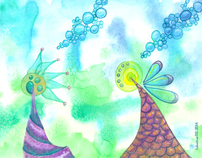 Deep | Gouache on watercolor paper | 10" x 7.75" | February 2014 | Alien Creatures series