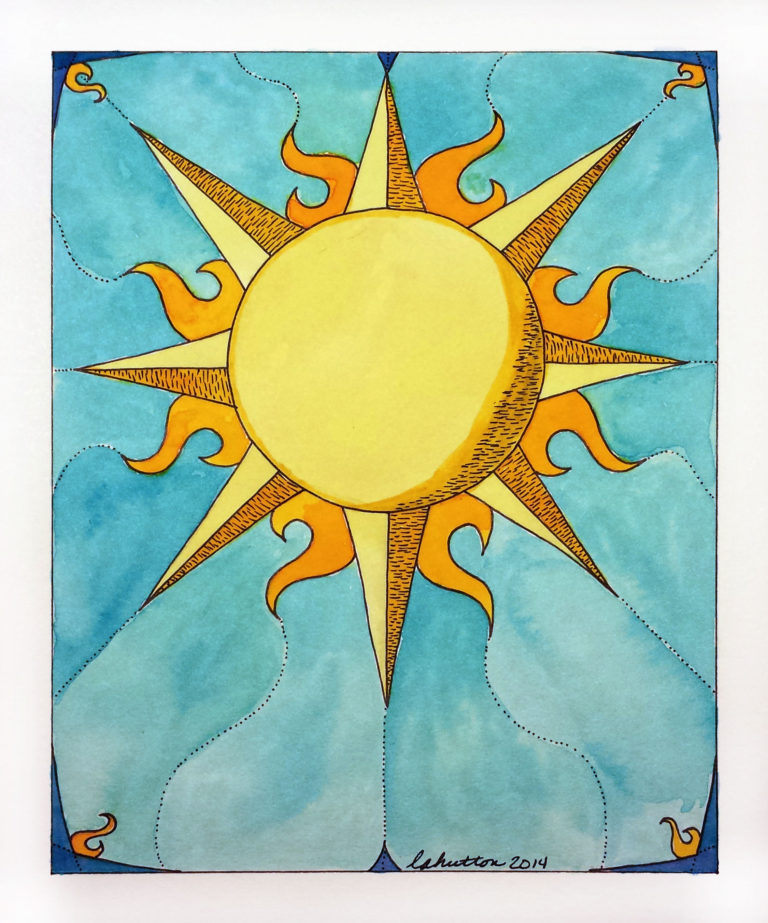 Sun v2 | Watercolor and pen on paper | 7.5" x 9" | June 2014
