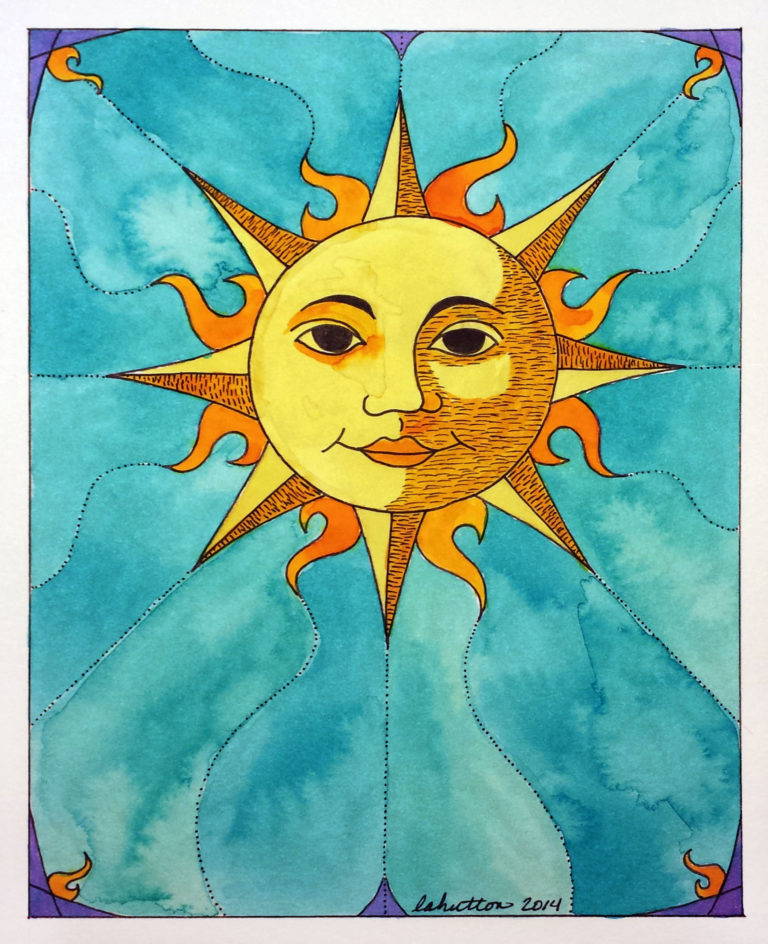 Sun v3 | Watercolor and pen on paper | 7.5" x 9" | June 2014