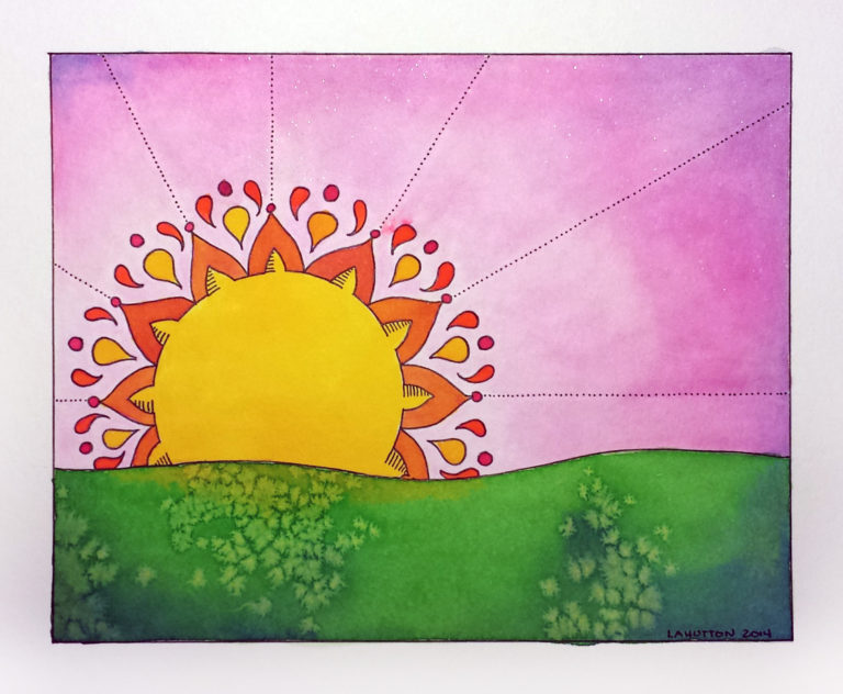 Sunrise | Watercolor and pen on paper | 7.5" x 9" | August 2014