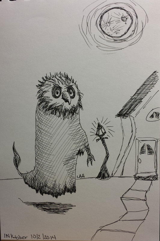 Alien Owl | INKtober 2014 | Pen on paper | 6" x 8"