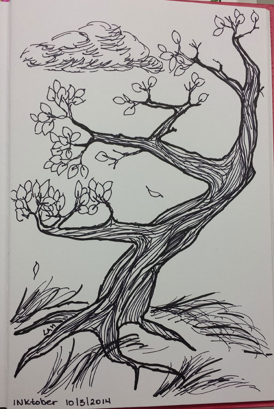Lonely Tree | INKtober 2014 | Pen on paper | 6" x 8"