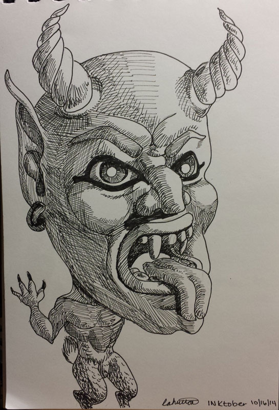 Devil | INKtober 2014 | Pen on paper, 6" x 8"