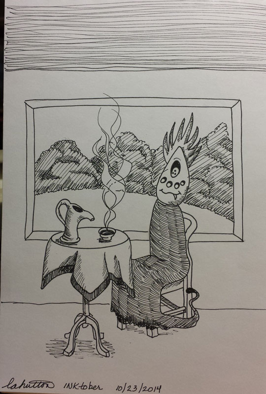 Tea Time | INKtober 2014 | Pen on paper, 8" x 6"