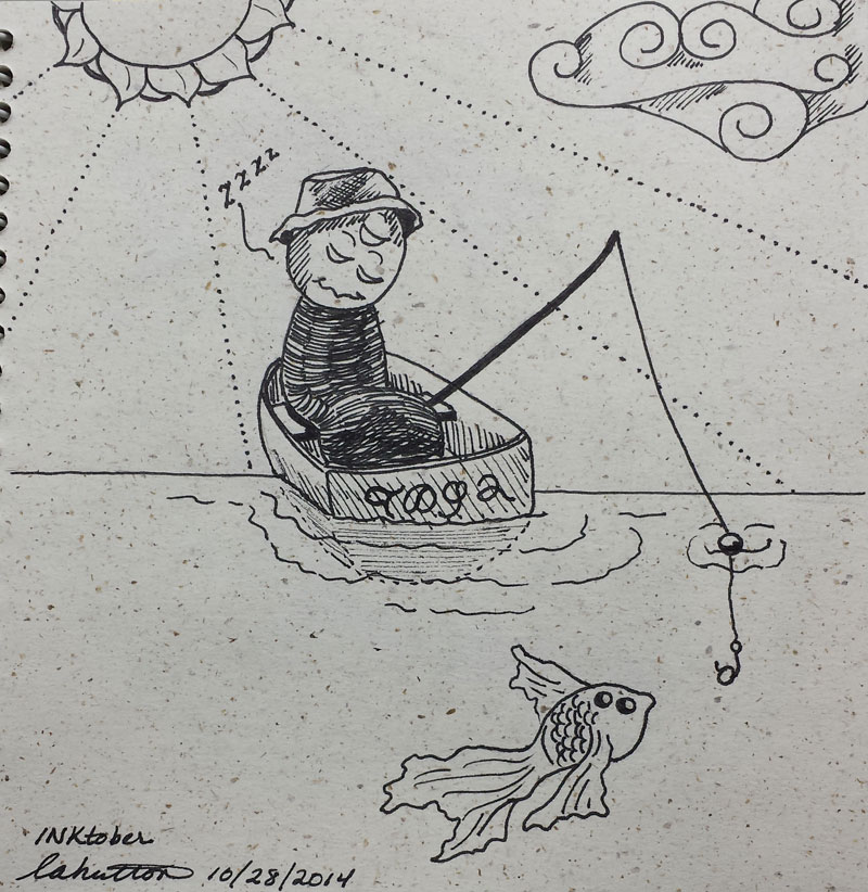 Gone Fishing | INKtober 2014 | Pen on paper | 6" x 6"