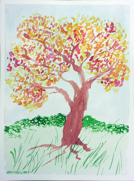 Autumn Tree | Watercolor on paper | 4.5" x 6" | January 30-in-30 Challenge