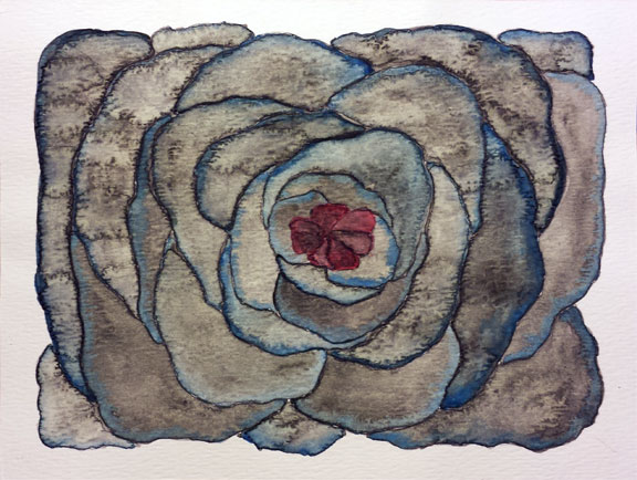 Black Rose | Watercolor on paper | 4.5" x 6" | January 30-in-30 Challenge