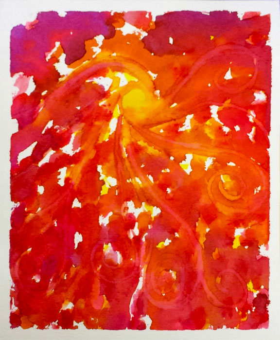 Dancing Sun | Watercolor on paper | 6.5" x 5.5" | January 30-in-30 Challenge