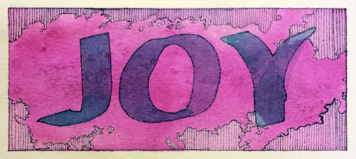 Joy | Watercolor and blue ink on paper | 5.5" x 2.5" | January 30-in-30 Challenge