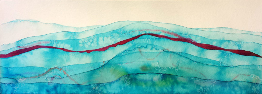 Breathe | Watercolor and white ink on paper | 18" x 6"