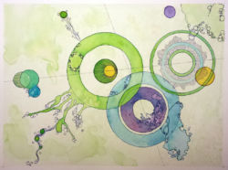 Untitled #07 (2015) | Watercolor and blue ink on paper, 9" x 12" | Available Untitled #07 (2015)