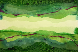 The Green Deepings (2015) | Watercolor on paper, 4 " 6 " | Available The Green Deepings (2015)