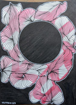 Untitled (2023-17) | Black and white marker, red ink on watercolor paper | 5.5 in x 7.5 in | 2023 Untitled (2023-17) | Black and white marker, red ink on watercolor paper | 5.5 in x 7.5 in | 2023
