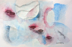 Colorplay 11 (2023-24) | Watercolor, black marker and white pen on paper | 8.5 in x 5.5 in | 2023 Colorplay 11 (2023-24) | Watercolor, black marker and white pen on paper | 8.5 in x 5.5 in | 2023